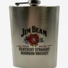 JIM BEAM HIP FLASK AND SHORT GLASS SET STAINESS STEEL