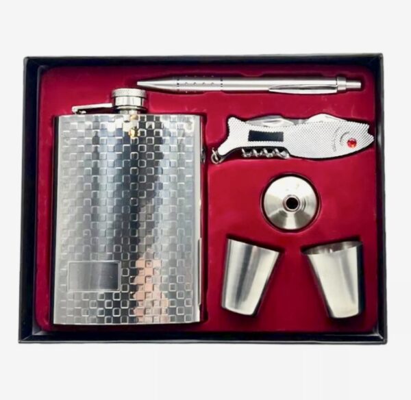 img_0945 HIP FLASK,SHORT GLASS,BOTTLE OPENER AND PEN GIFT SET STAINLESS STEEL
