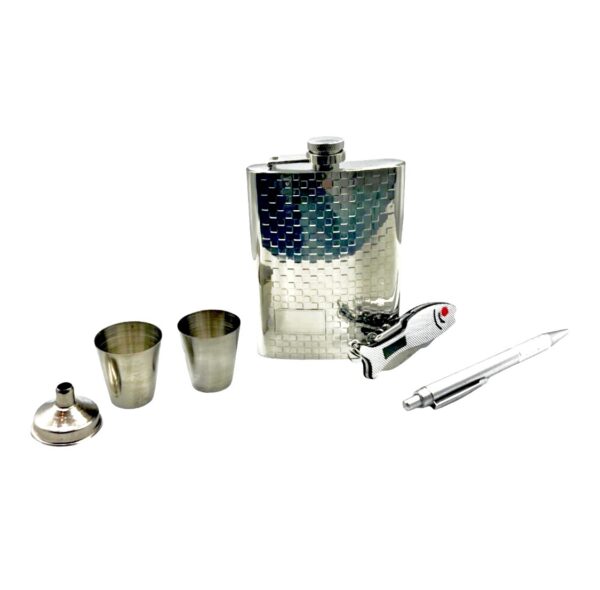img_0946 HIP FLASK,SHORT GLASS,BOTTLE OPENER AND PEN GIFT SET STAINLESS STEEL