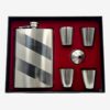 SILVER HIP FLASK AND SHORT GLASS GIFT SET STAINLESS STEEL