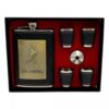 JOHNNIE WALKER HIP FLASK AND SHORT GLASS GIFT SET STAINLESS STEEL LEATHER