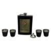 JOHNNIE WALKER HIP FLASK AND SHORT GLASS GIFT SET STAINLESS STEEL LEATHER