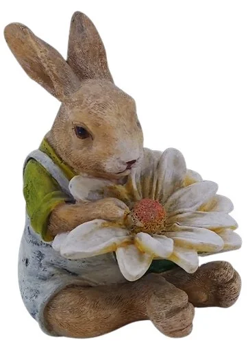 RABBIT SMELLING THE FLOWERS