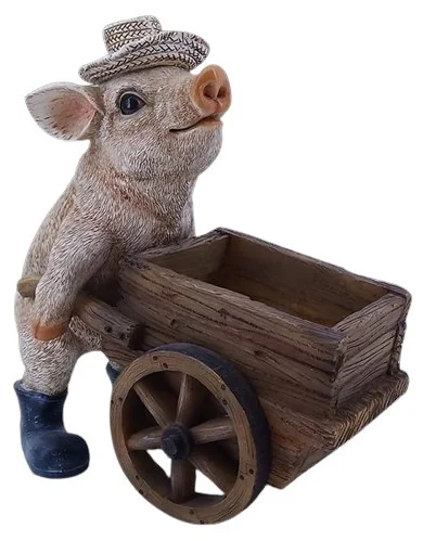 PIGGY PUSHING WHEELBARROW