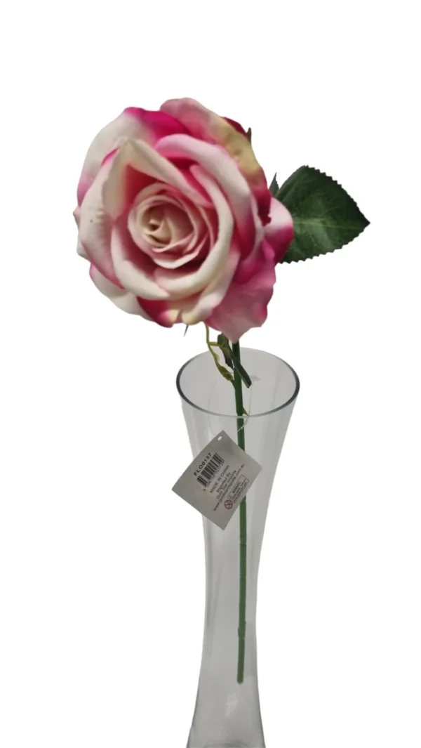 HOT PINKISH WHITE DIAMOND VELVET SINGLE STEM ROSE