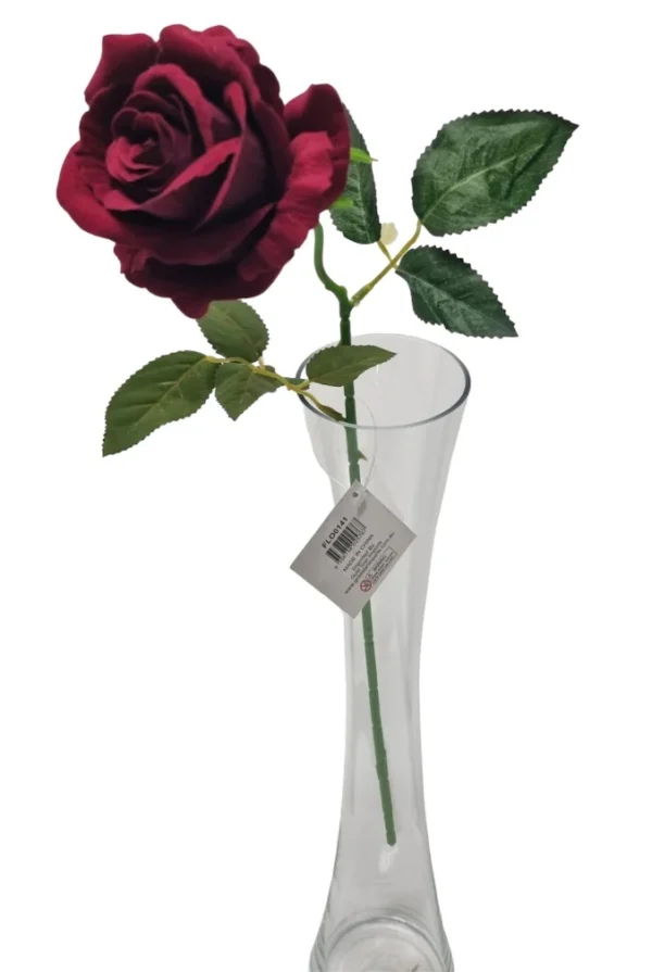 BURGUNDY DIAMOND VELVET SINGLE STEM ROSE