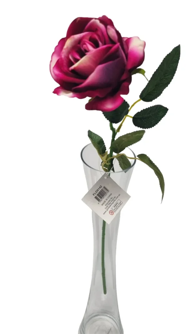 MAROON WHITE DIAMOND VELVET SINGLE STEM ROSE