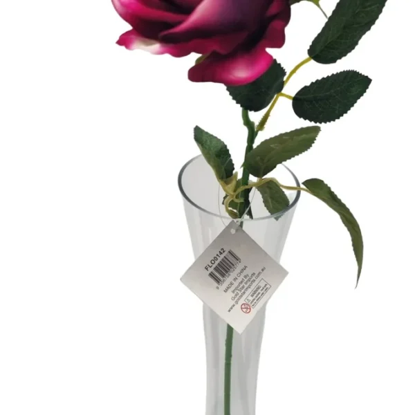 MAROON WHITE DIAMOND VELVET SINGLE STEM ROSE