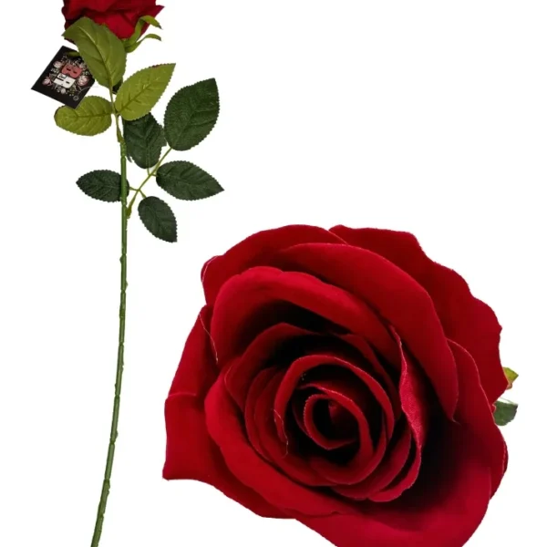 BRIGHT RED DIAMOND VELVET SINGLE STEM ROSE