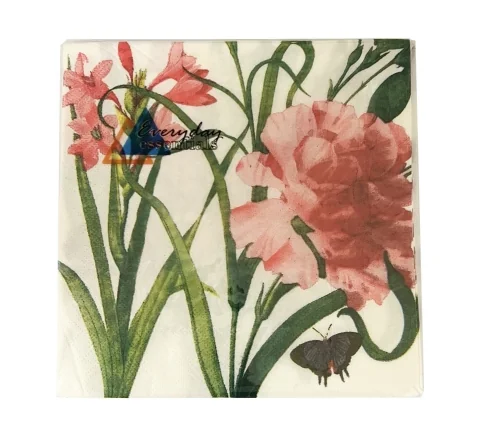 PINK STAMP FLORAL NAPKINS