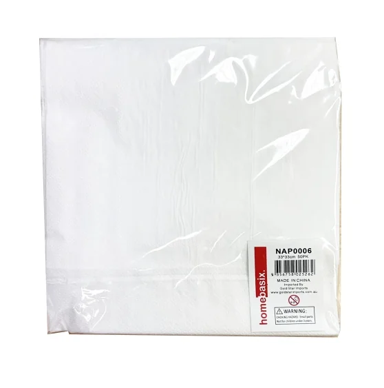 WHITE 2 PLY NAPKINS 50 PACK