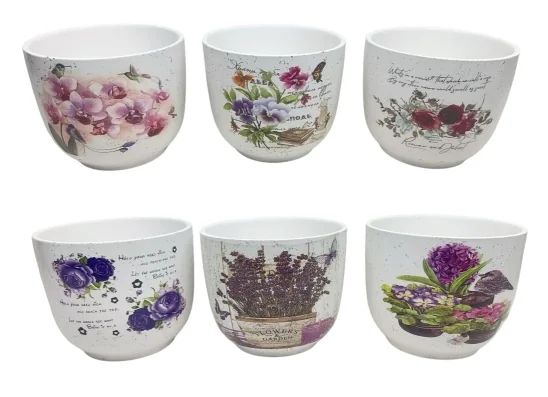 CERAMIC POTS - SET OF 6 FLORALS
