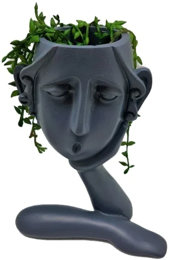 TALL POT HEAD ON HAND - BLACK
