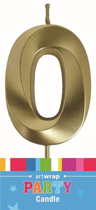 CANDLE SINGLE NUMBER METALLIC GOLD 0