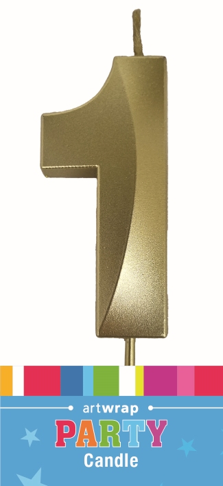 CANDLE SINGLE NUMBER METALLIC GOLD 1