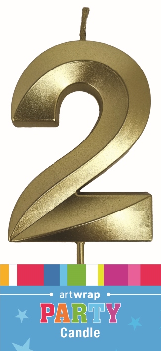 CANDLE SINGLE NUMBER METALLIC GOLD 2