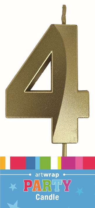 CANDLE SINGLE NUMBER METALLIC GOLD 4
