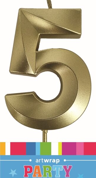 E10110.jpg CANDLE SINGLE NUMBER METALLIC GOLD 5