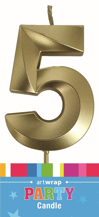 CANDLE SINGLE NUMBER METALLIC GOLD 5