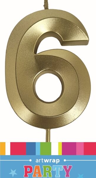 E10111.jpg CANDLE SINGLE NUMBER METALLIC GOLD 6