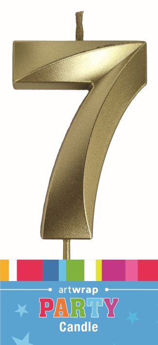 CANDLE SINGLE NUMBER METALLIC GOLD 7