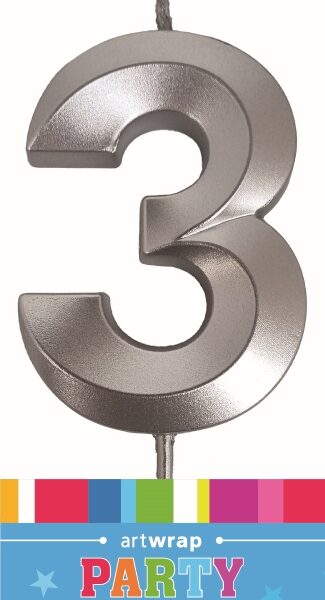 E10118.jpg CANDLE SINGLE NUMBER METALLIC SILVER 3