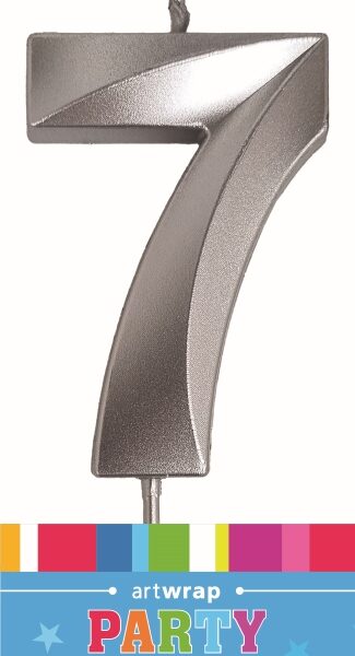 E10122.jpg CANDLE SINGLE NUMBER METALLIC SILVER 7