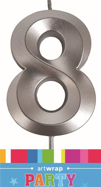 E10123.jpg CANDLE SINGLE NUMBER METALLIC SILVER 8