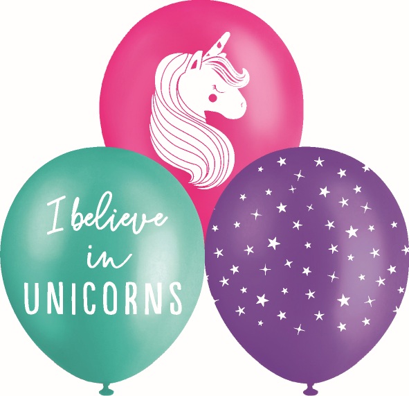 BALLOON PRINTED 10PK 30CM UNICORNS – Oz Distributors