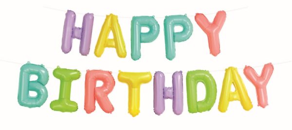 BALLOON FOIL BANNER 35CM PASTEL HAPPY BIRTHDAY