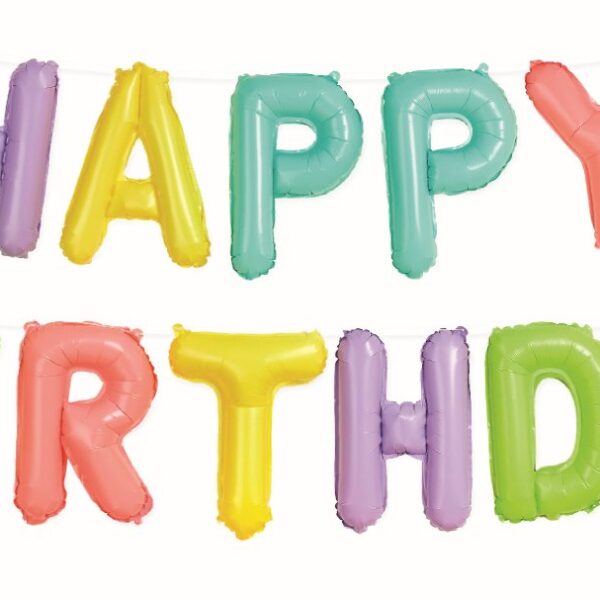 E10700.jpg BALLOON FOIL BANNER 35CM PASTEL HAPPY BIRTHDAY