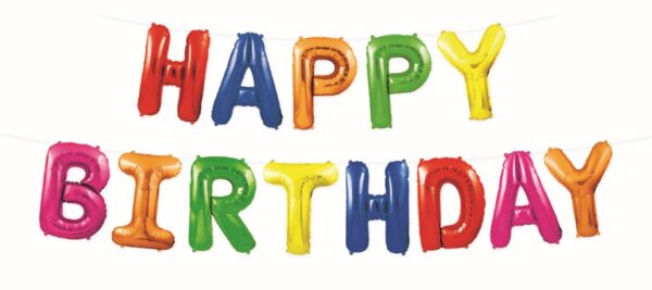 BALLOON FOIL BANNER 35CM BRIGHTS HAPPY BIRTHDAY