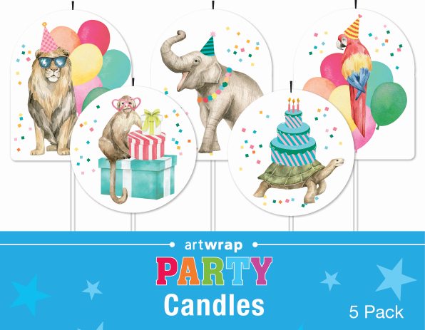E11258-1.jpg CANDLE 5 PICK PARTY ANIMALS