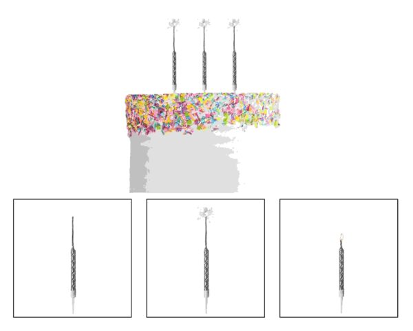 SPARKLER CANDLE 3PK SILVER