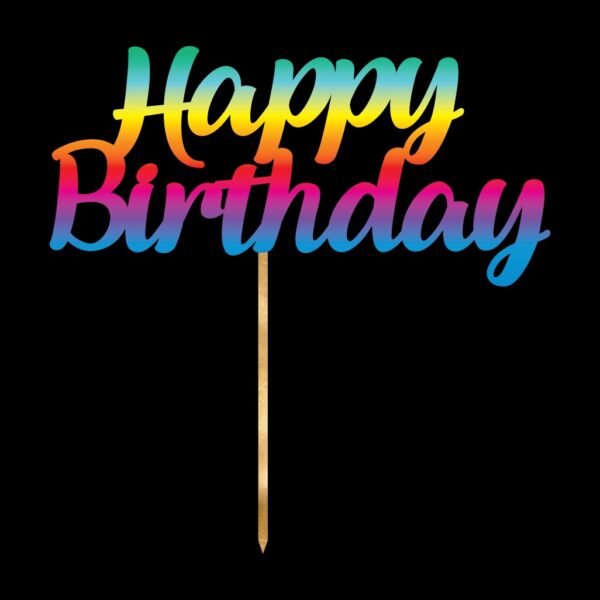 E11539.jpg CAKE TOPPER ACRYLIC 1PK HBD METALIC