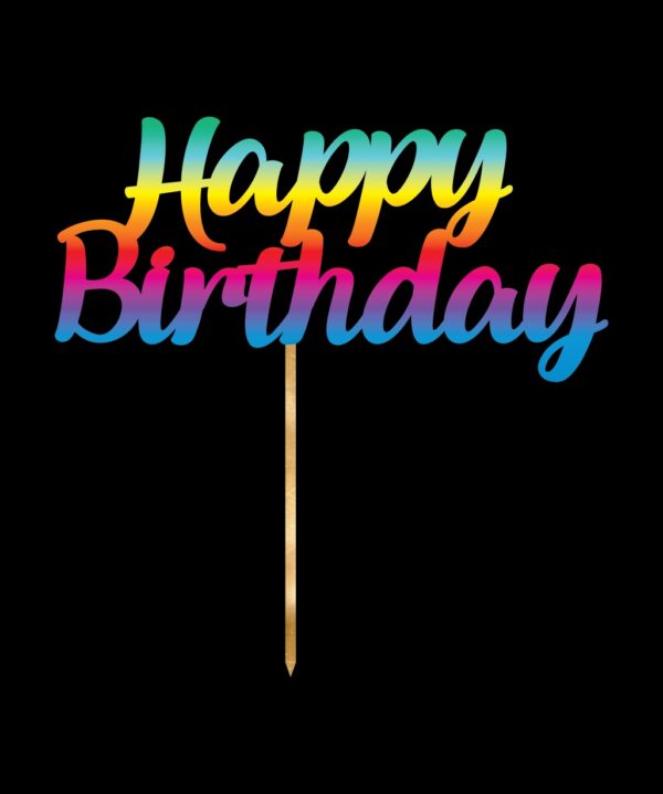 CAKE TOPPER ACRYLIC 1PK HBD METALIC