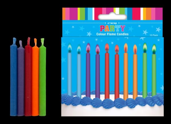 CANDLES COLOUR FLAME 10PK