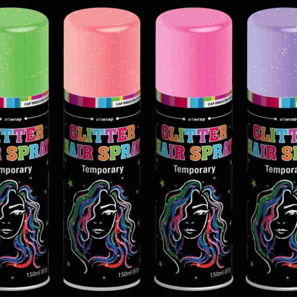 E11552.jpg HAIRSPRAY GLITTER 150ML 6PC SRT ASSORTED