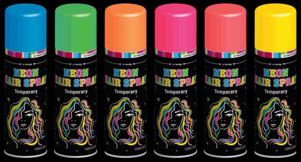 HAIRSPRAY COLOR 150ML 6PC SRT NEON ASSORTED