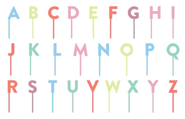 CAKE TOPPER LETTERS 55PK BRIGHTS