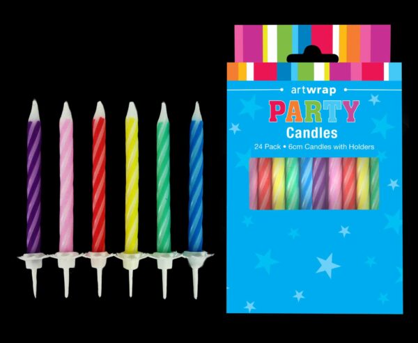 CANDLE 24PK 6CM STRIPED