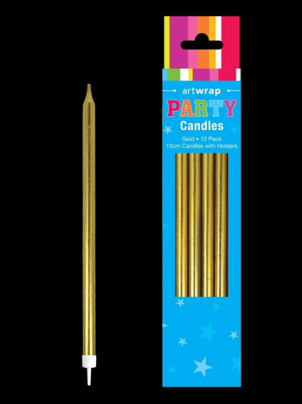 CANDLE 12PK 12CM TAPER GOLD