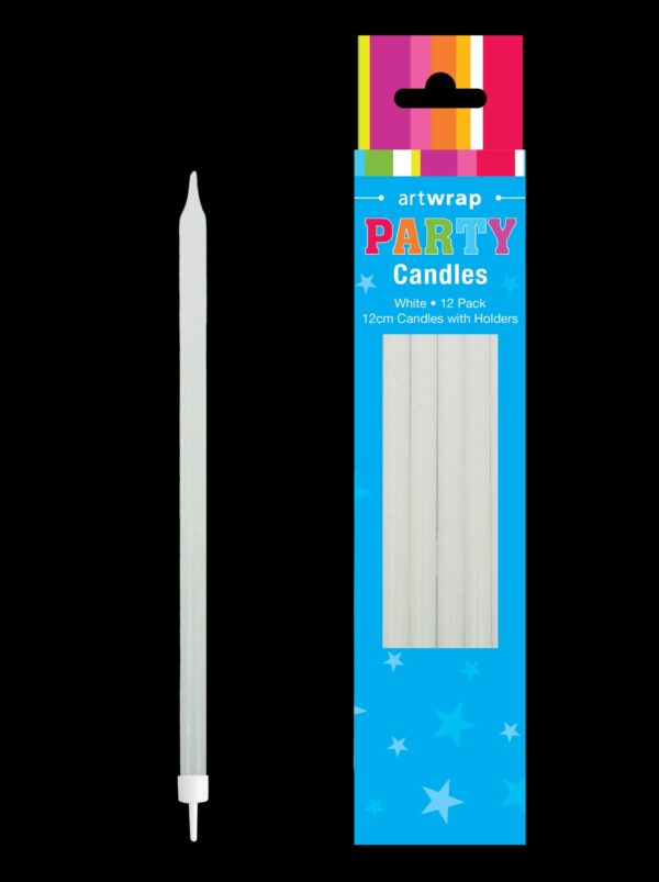CANDLE 12PK 12CM TAPER WHITE