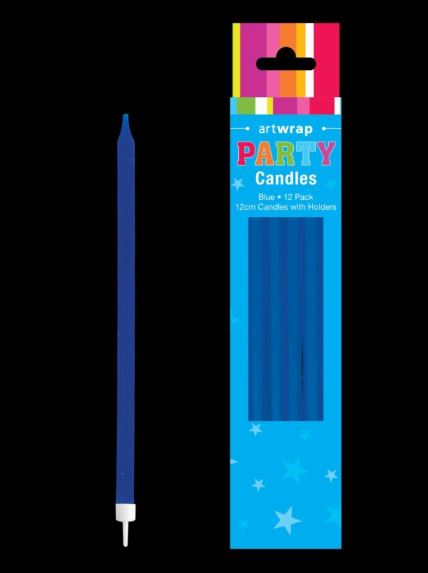 CANDLE 12PK 12CM TAPER BLUE