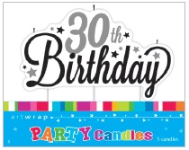 E3348.jpg CANDLE LARGE 30TH BIRTHDAY STARS