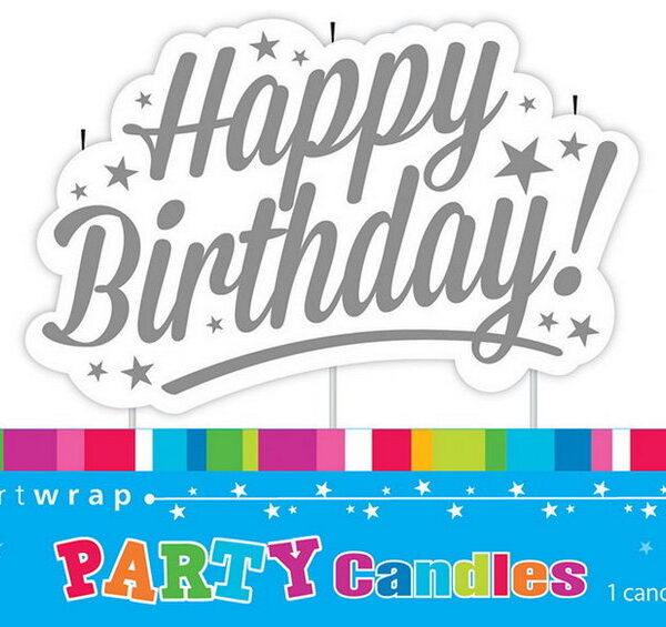 Print CANDLE LARGE HAPPY BIRTHDAY SILVER