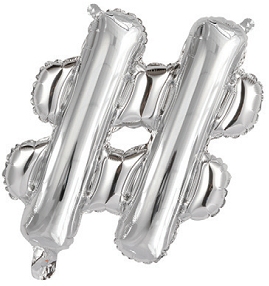 FOIL BALLOON 35CM SILVER HASHTAG