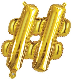 E3612.jpg FOIL BALLOON 35CM GOLD HASHTAG