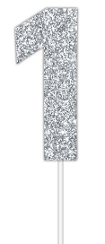 E4097.jpg CAKE TOPPER NUMBER GLITTER SILVER 1