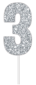 E4099.jpg CAKE TOPPER NUMBER GLITTER SILVER 3